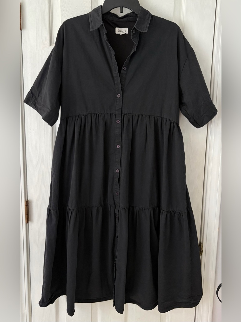 &merci Black Tiered Shirt Dress